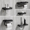 Стакан для зубных щеток LEMARK GLASS LINE с держателем чёрный/ стекло 9732036