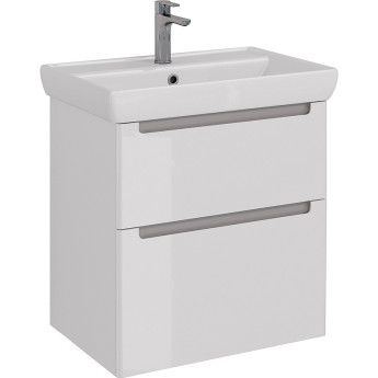 Тумба LEMARK BUNO 70 см под раковину, подвесная/напольная, 2 ящика, белый глянец